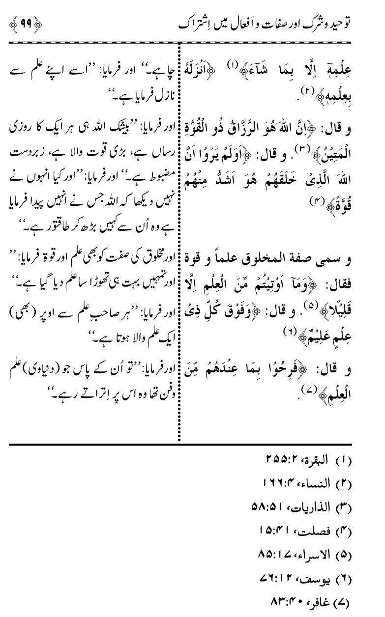 ‘Aqida Tawhid awr Ishtirak-e-Sifat