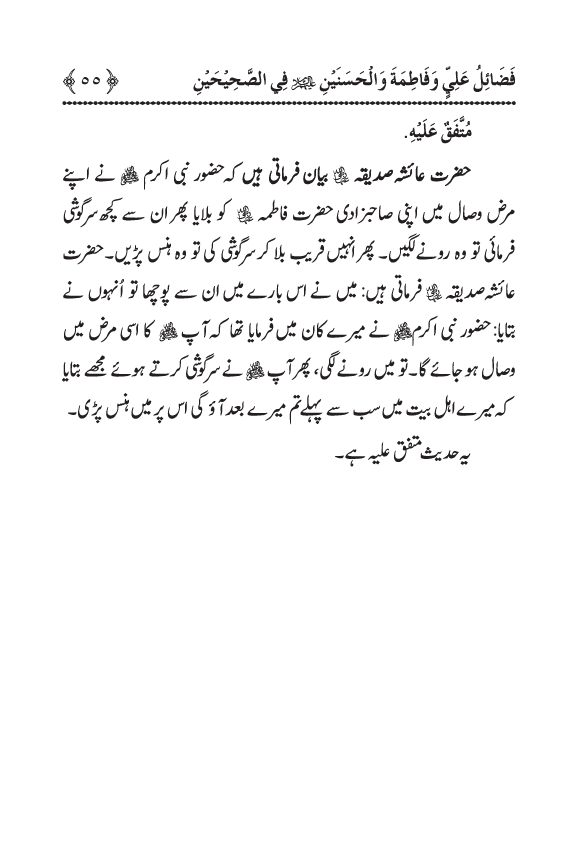 Arbain: Sahih Bukhari wa Sahih Muslim main Madhkoor Sayyiduna ‘Ali al-Murtada, Sayyida Ka’inat awr Hasanayn Karimayn (A.S.) ky Fada’il-o-Manaqib