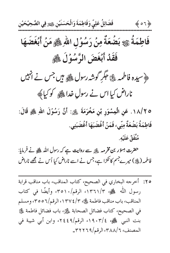 Arbain: Sahih Bukhari wa Sahih Muslim main Madhkoor Sayyiduna ‘Ali al-Murtada, Sayyida Ka’inat awr Hasanayn Karimayn (A.S.) ky Fada’il-o-Manaqib