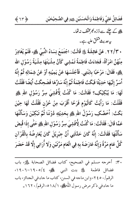 Arbain: Sahih Bukhari wa Sahih Muslim main Madhkoor Sayyiduna ‘Ali al-Murtada, Sayyida Ka’inat awr Hasanayn Karimayn (A.S.) ky Fada’il-o-Manaqib