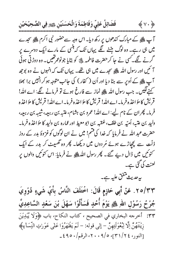 Arbain: Sahih Bukhari wa Sahih Muslim main Madhkoor Sayyiduna ‘Ali al-Murtada, Sayyida Ka’inat awr Hasanayn Karimayn (A.S.) ky Fada’il-o-Manaqib