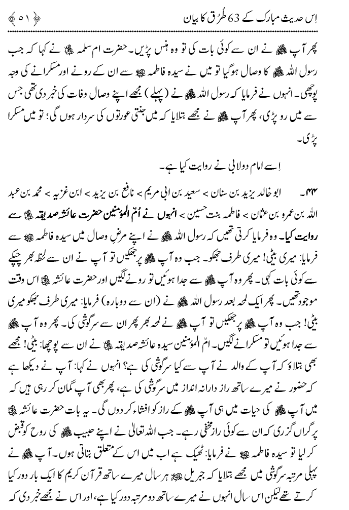 Fatima Tamam Jahanon ki Awraton ki Sardar hay—Is Hadith Mubarak ky 63 Turuq ka Bayan