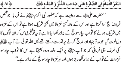 Durood Sharif ke Faza’il-o-Barakat