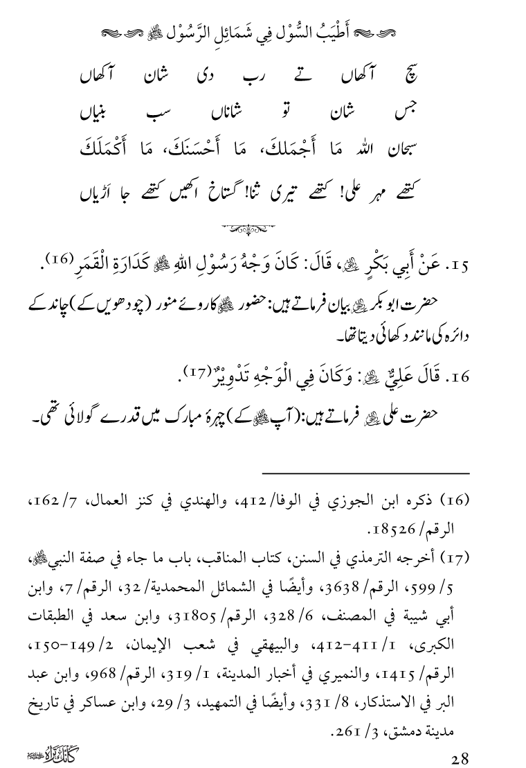 Huzoor Nabi Akram ﷺ ka Paikar e Jamal