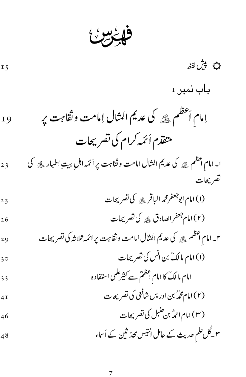 Imam-e-Azam ki Adeem-ul-Misal Imamat wa Saqahat