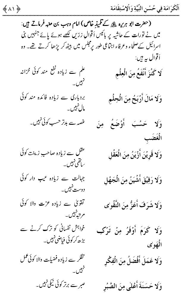 Husn-e-Niyyat awr Istiqamat