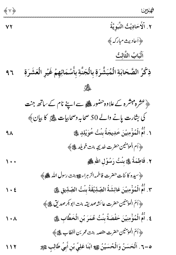 Jannat ki Khasoosi Basharat pany waly 100 Sahaba Karam (R.A)