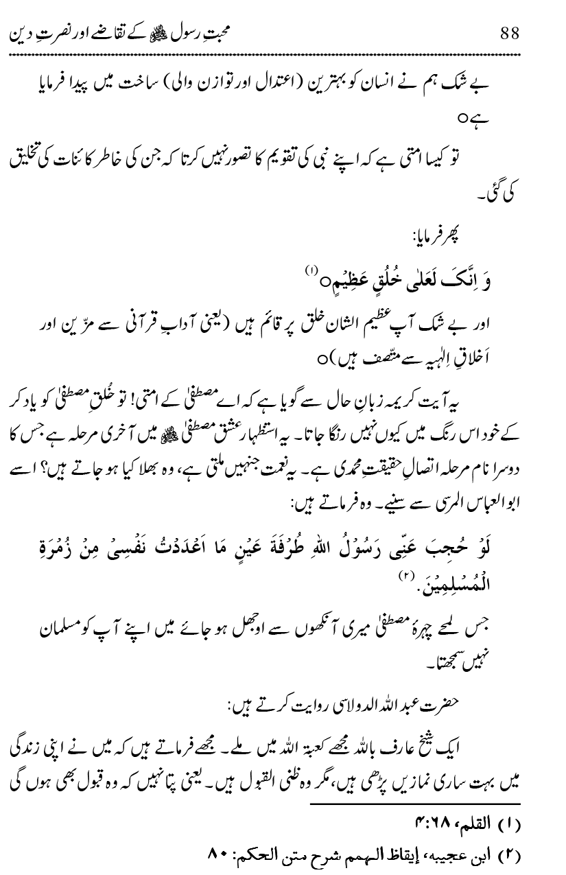 Mahabbat-e-Rasool ﷺ ky Taqazy awr Nusrat-e-Din