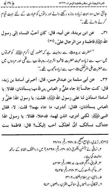 Sayyida Fatima (R.A.) ke Faza’il-o-Manaqib