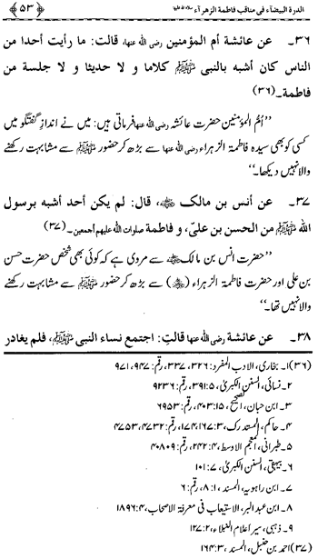 Sayyida Fatima (R.A.) ke Faza’il-o-Manaqib