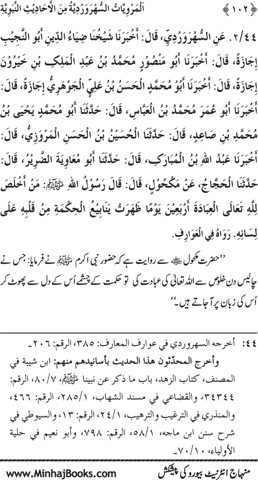 Silsila Marwiyat-e-Sufiya’ (3): Al-Marwiyat al-Suhrawardiyya min al-Ahadith al-Nabawiyya