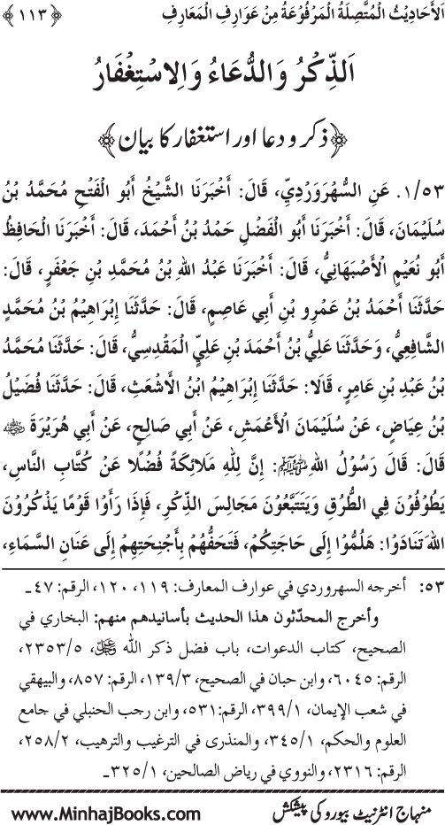 Silsila Marwiyat-e-Sufiya’ (3): Al-Marwiyat al-Suhrawardiyya min al-Ahadith al-Nabawiyya