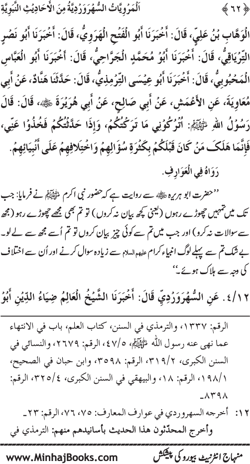 Silsila Marwiyat-e-Sufiya’ (3): Al-Marwiyat al-Suhrawardiyya min al-Ahadith al-Nabawiyya