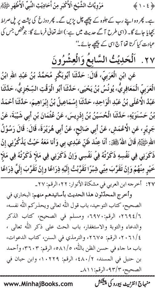 Silsila Marwiyat-e-Sufiya’ (4): Marwiyat al-Shaykh al-Akbar min Ahadith al-Nabi al-Athar (PBUH)