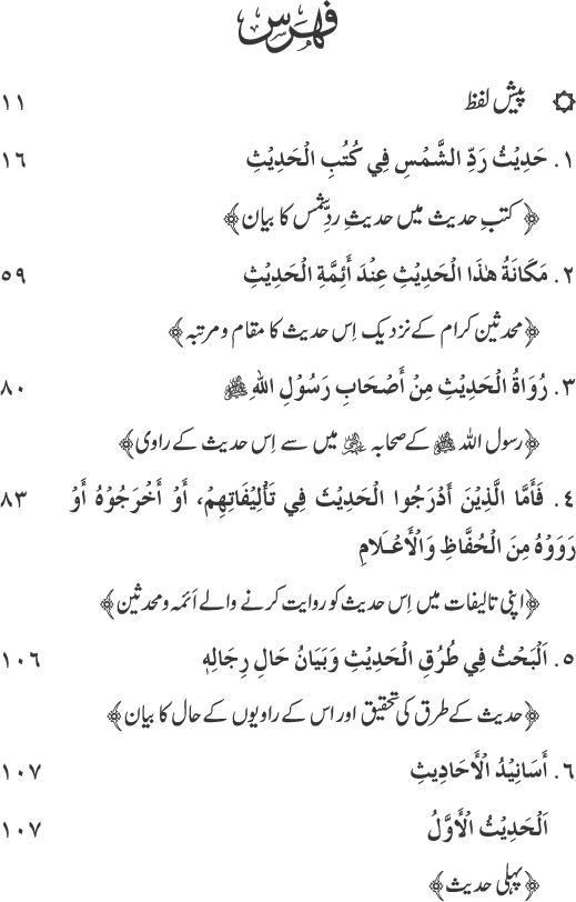 Hadith Radd e Shams ka Tahqiqi Jaiza