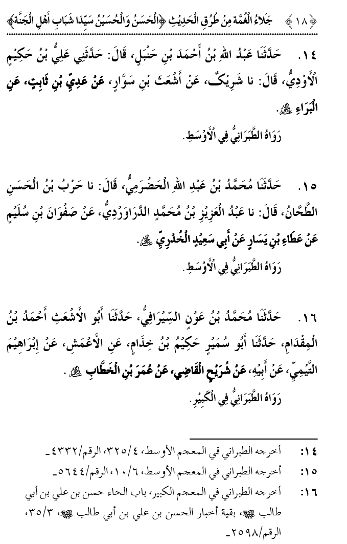 Hasan awr Husayn Tamam Jannati Jawanon ky Sardar hayn—Is Hadith Mubarak ky 101 Turuq ka Bayan