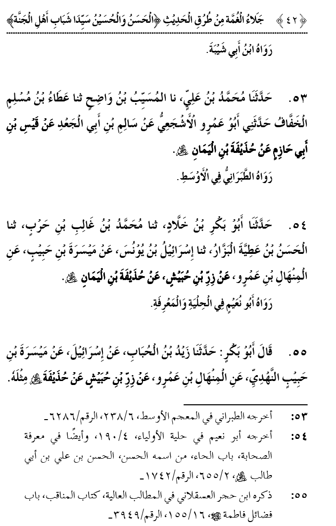 Hasan awr Husayn Tamam Jannati Jawanon ky Sardar hayn—Is Hadith Mubarak ky 101 Turuq ka Bayan