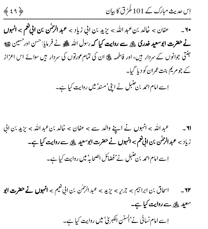 Hasan awr Husayn Tamam Jannati Jawanon ky Sardar hayn—Is Hadith Mubarak ky 101 Turuq ka Bayan