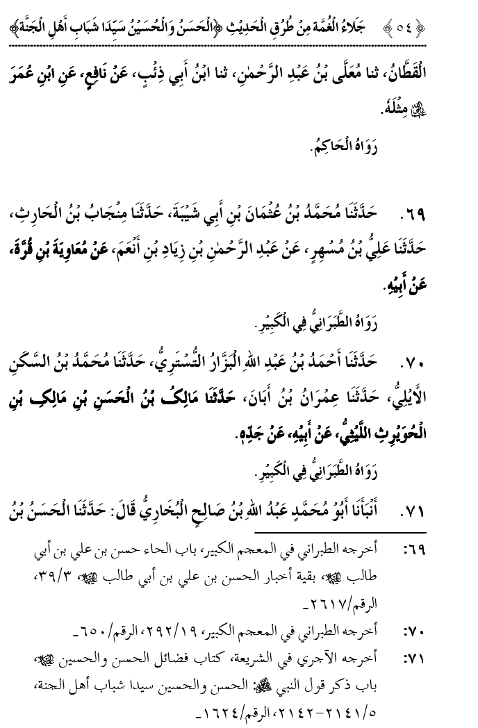 Hasan awr Husayn Tamam Jannati Jawanon ky Sardar hayn—Is Hadith Mubarak ky 101 Turuq ka Bayan