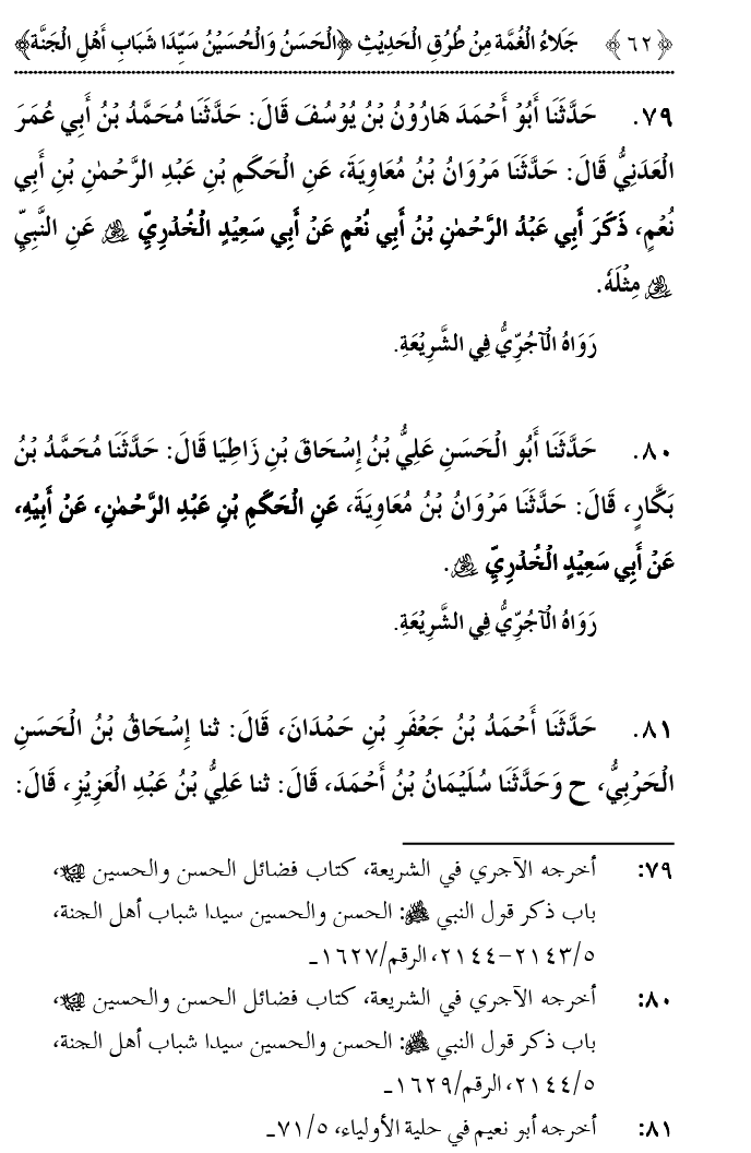 Hasan awr Husayn Tamam Jannati Jawanon ky Sardar hayn—Is Hadith Mubarak ky 101 Turuq ka Bayan