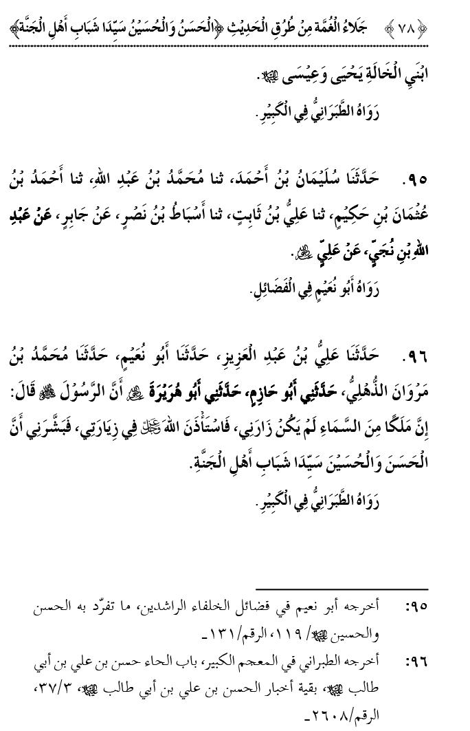 Hasan awr Husayn Tamam Jannati Jawanon ky Sardar hayn—Is Hadith Mubarak ky 101 Turuq ka Bayan