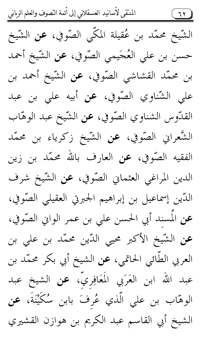 Al-Muntaqa li Asanid al-‘Asqalani ila A’imma al-Tasawwuf wa al-‘Ilm al-Rabbani