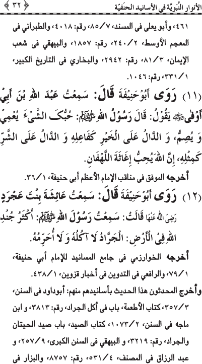 Al-Anwar al-Nabawiyya fi al-Asanid al-Hanafiyya (R.A.)