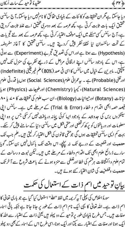 ‘Aqida Tawhid ke Sat Arkan: