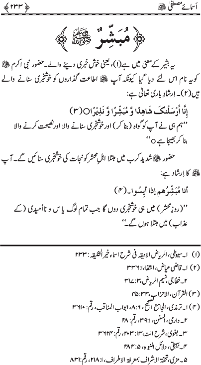 Asma-e-Mustafa (PBUH)