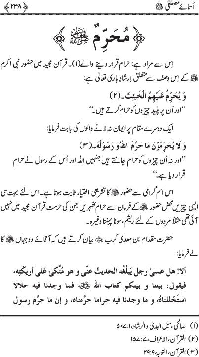 Asma-e-Mustafa (PBUH)