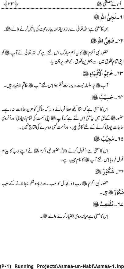 Asma-e-Mustafa (PBUH)