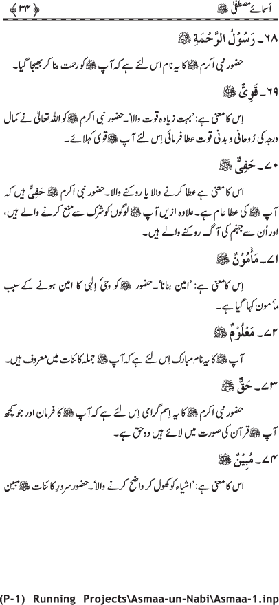 Asma-e-Mustafa (PBUH)