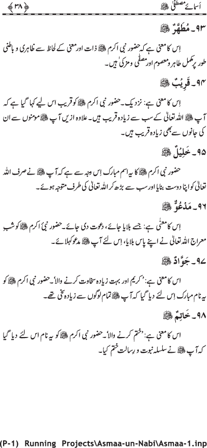 Asma-e-Mustafa (PBUH)