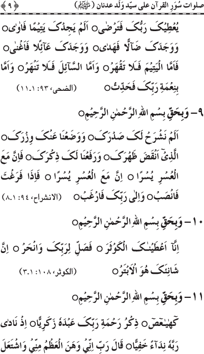 Salawat Suwar al-Qur’an ‘ala Sayyid Walad ‘Adnan (PBUH)