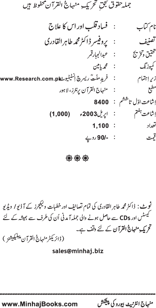 Fasad-e-Qalb awr us ka ‘Ilaj