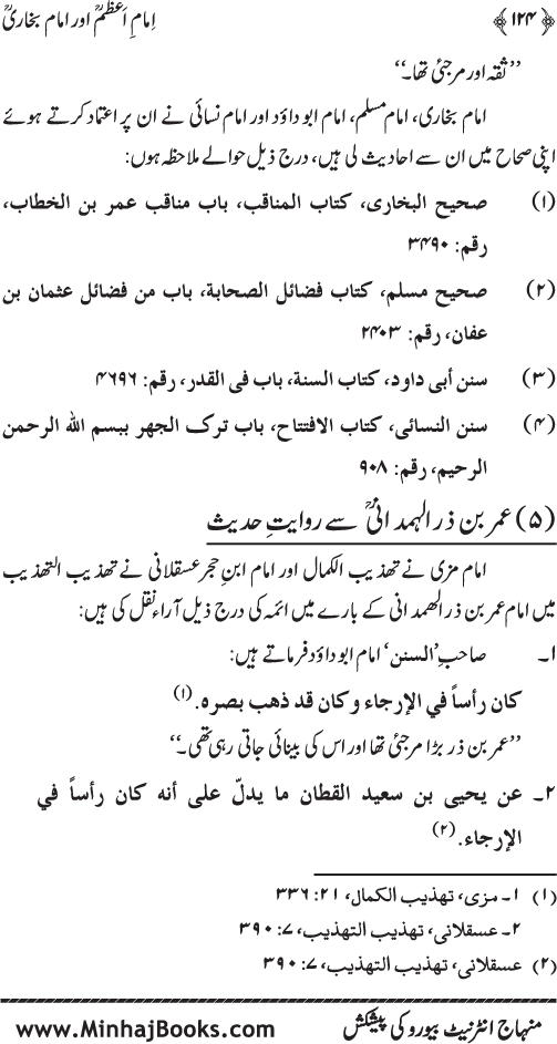 Imam A‘zam awr Imam Bukhari (R.A): Nisbat-o-Ta‘alluq awr Wujuhat-e-‘Adam-e-Riwayat