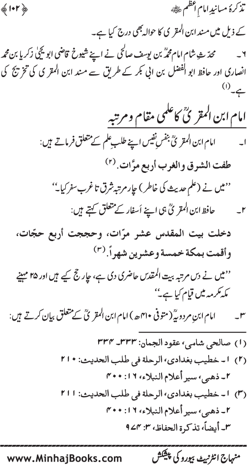 Tazkira-e-Masanid-e-Imam A‘zam (R.A.)