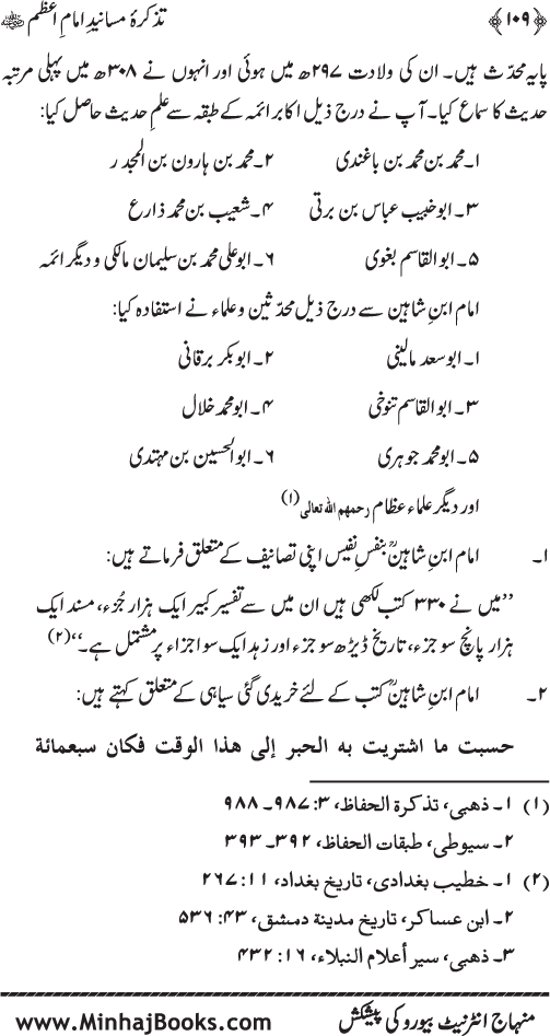 Tazkira-e-Masanid-e-Imam A‘zam (R.A.)