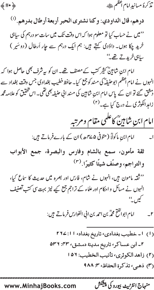 Tazkira-e-Masanid-e-Imam A‘zam (R.A.)