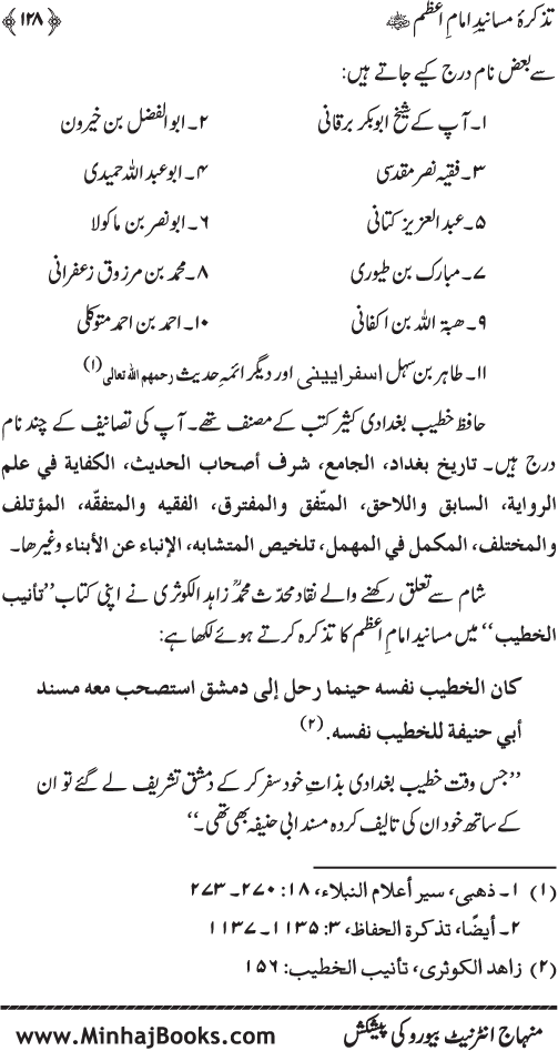 Tazkira-e-Masanid-e-Imam A‘zam (R.A.)