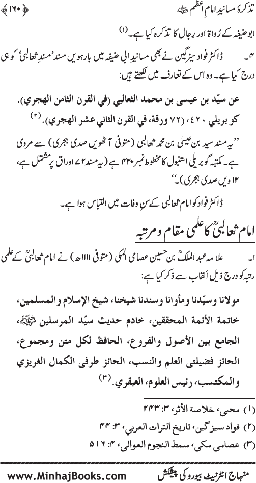 Tazkira-e-Masanid-e-Imam A‘zam (R.A.)