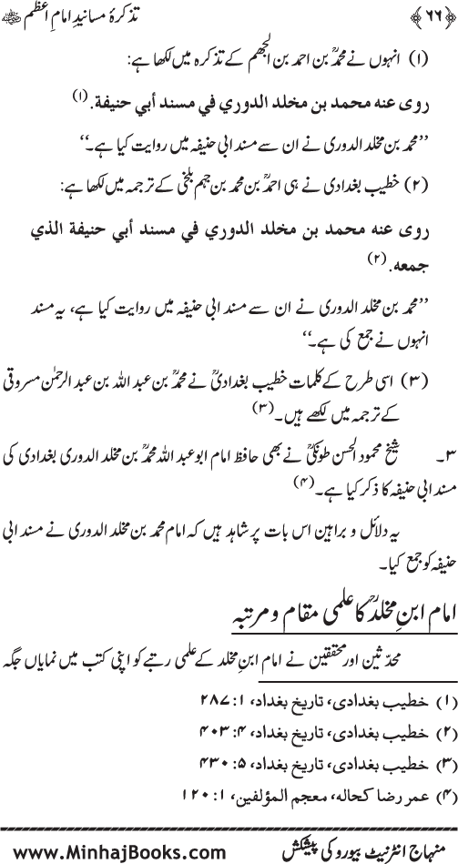 Tazkira-e-Masanid-e-Imam A‘zam (R.A.)