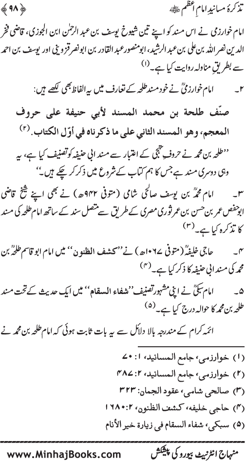 Tazkira-e-Masanid-e-Imam A‘zam (R.A.)