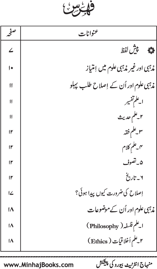 Madhhabi awr Ghayr Madhhabi ‘Ulum ke Islah Talab Pehlu