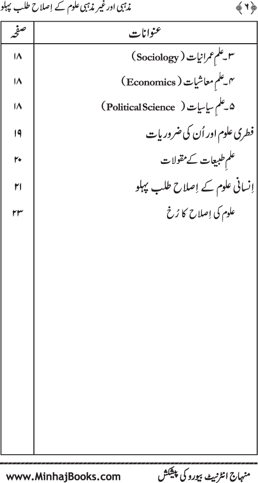 Madhhabi awr Ghayr Madhhabi ‘Ulum ke Islah Talab Pehlu