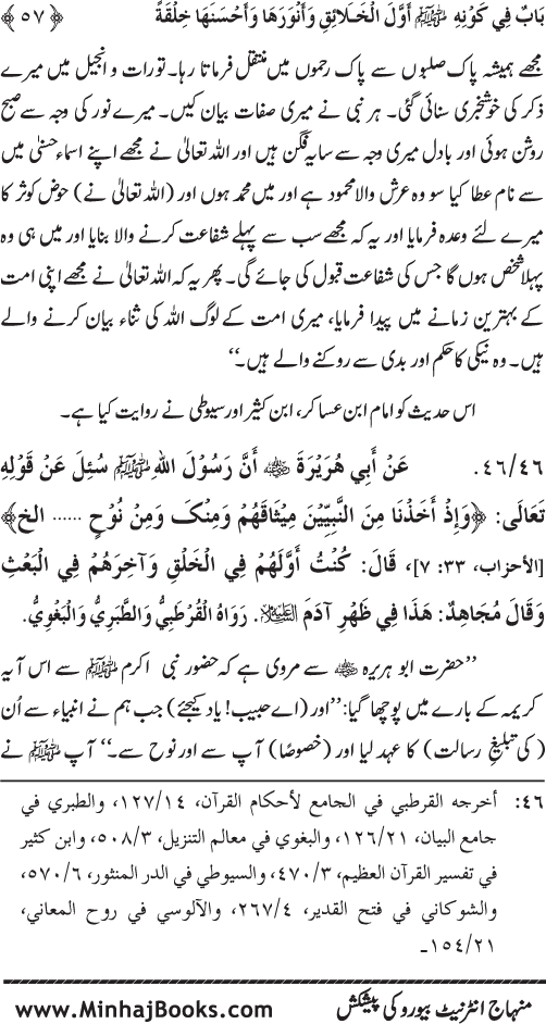 Huzur (PBUH) ka Sharaf-e-Nubuwwat awr Awwaliyyat-e-Khilqat