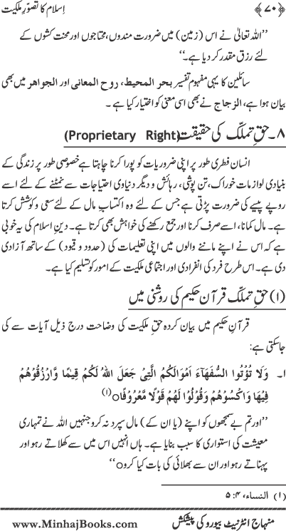 Islam ka Tasawwur-e-Milkiyyat